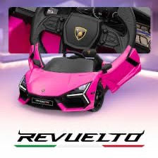 Lamborghini Ruevelto Kids Ride-On Car, Leather Seats, Rubber Tyres, Remote & Self Drive