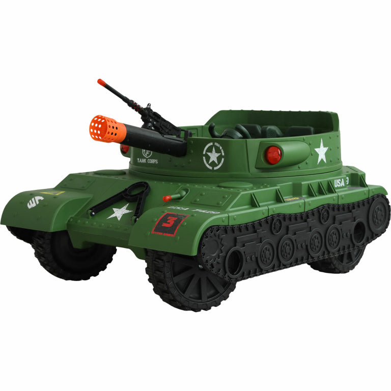 Kids 24v Ride on Army Tank Electric, Green 2 Seater – Motorz 4 Kidz