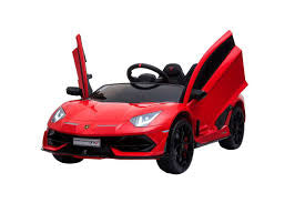 Kids Ride On Lamborghini SVJ Aventador Electric Car with Parental Remote Control Leather Seat and Rubber Wheels