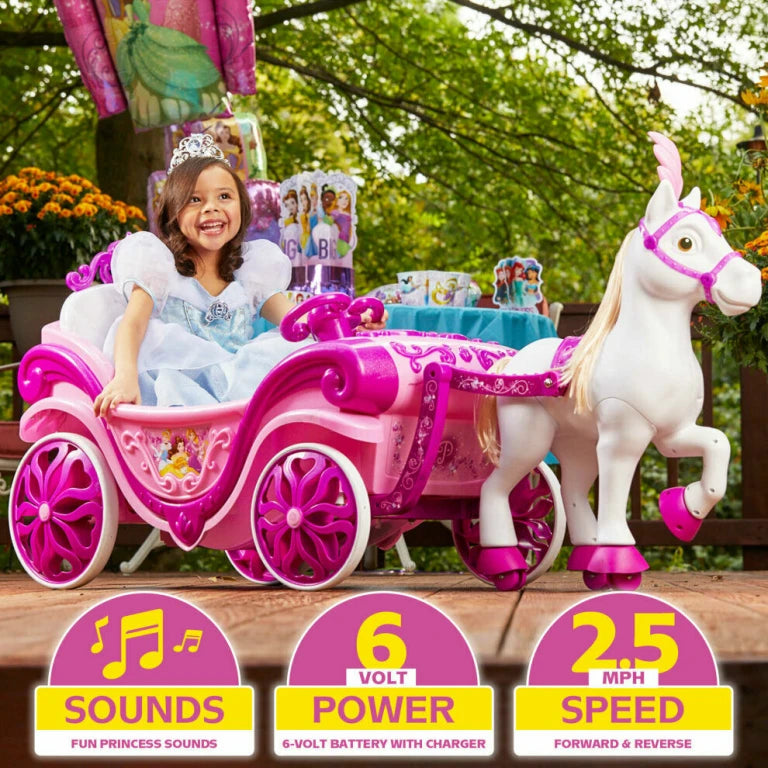6v disney royal horse hot sale and carriage